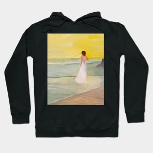 Wading In The Sea oil painting by tabitha kremesec Hoodie